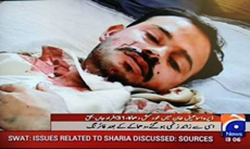 Truyền hình Geo News đưa ảnh một người bị thương trong vụ đánh bom tại Dera Ismail Khan